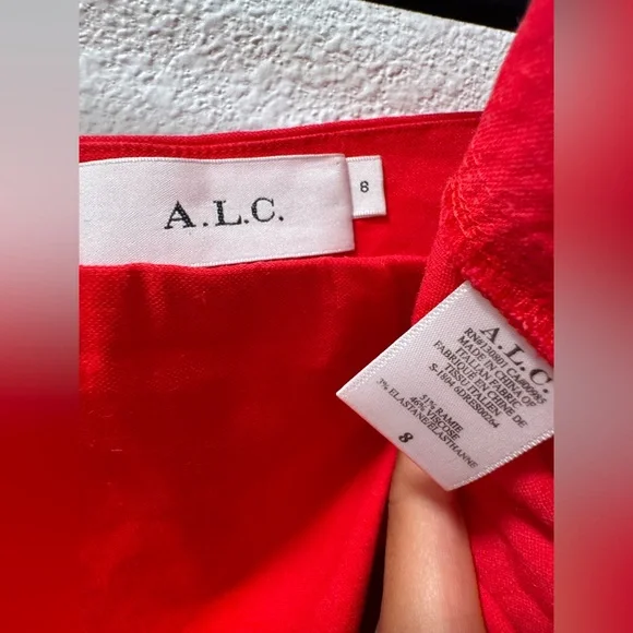 A.L.C. Calla Ramie Blend Cold Shoulder Dress in Red Women’s Size 8 - Picture 3 of 5